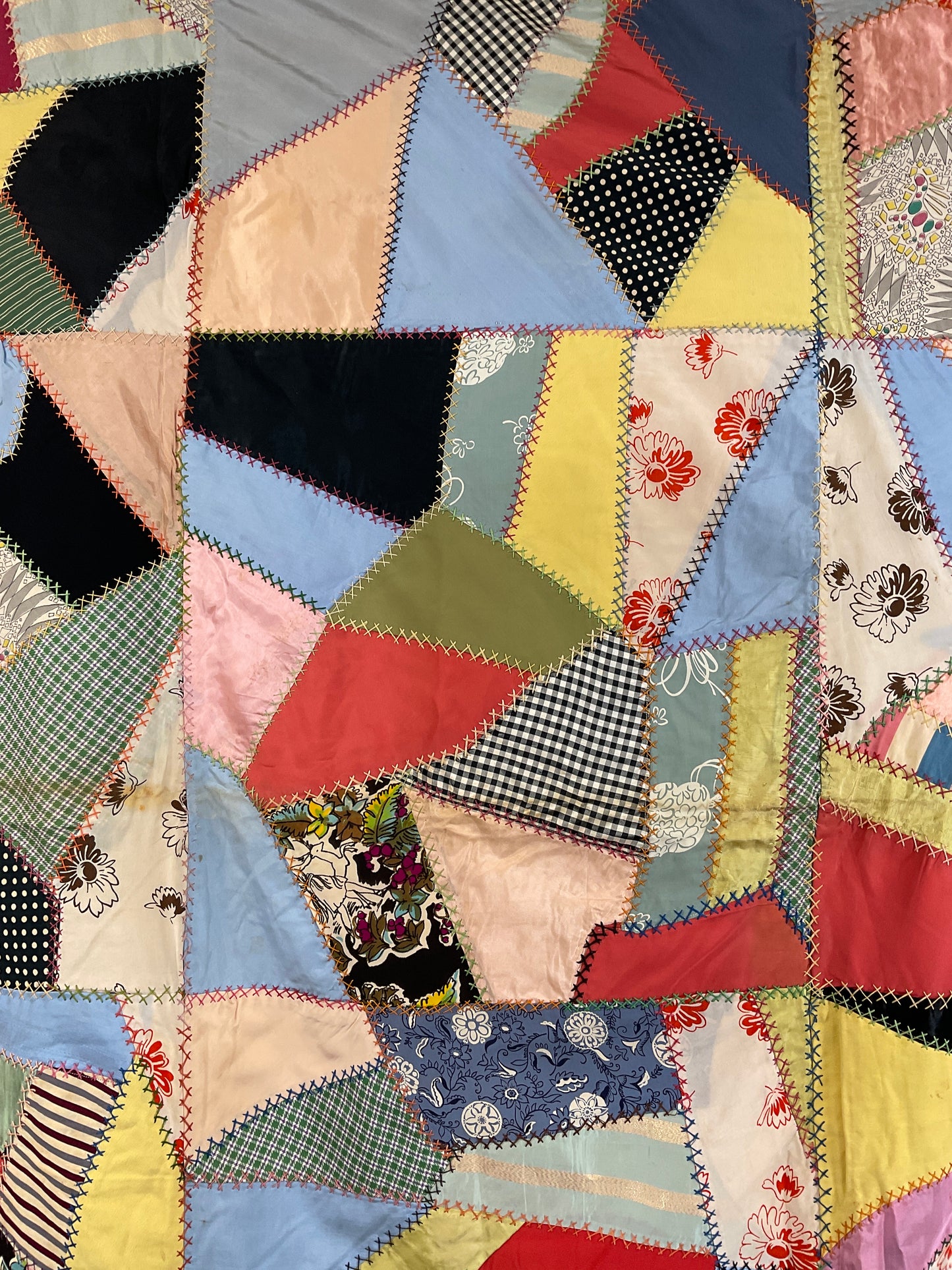 Satin/Silk Crazy Quilt 1930s-40s