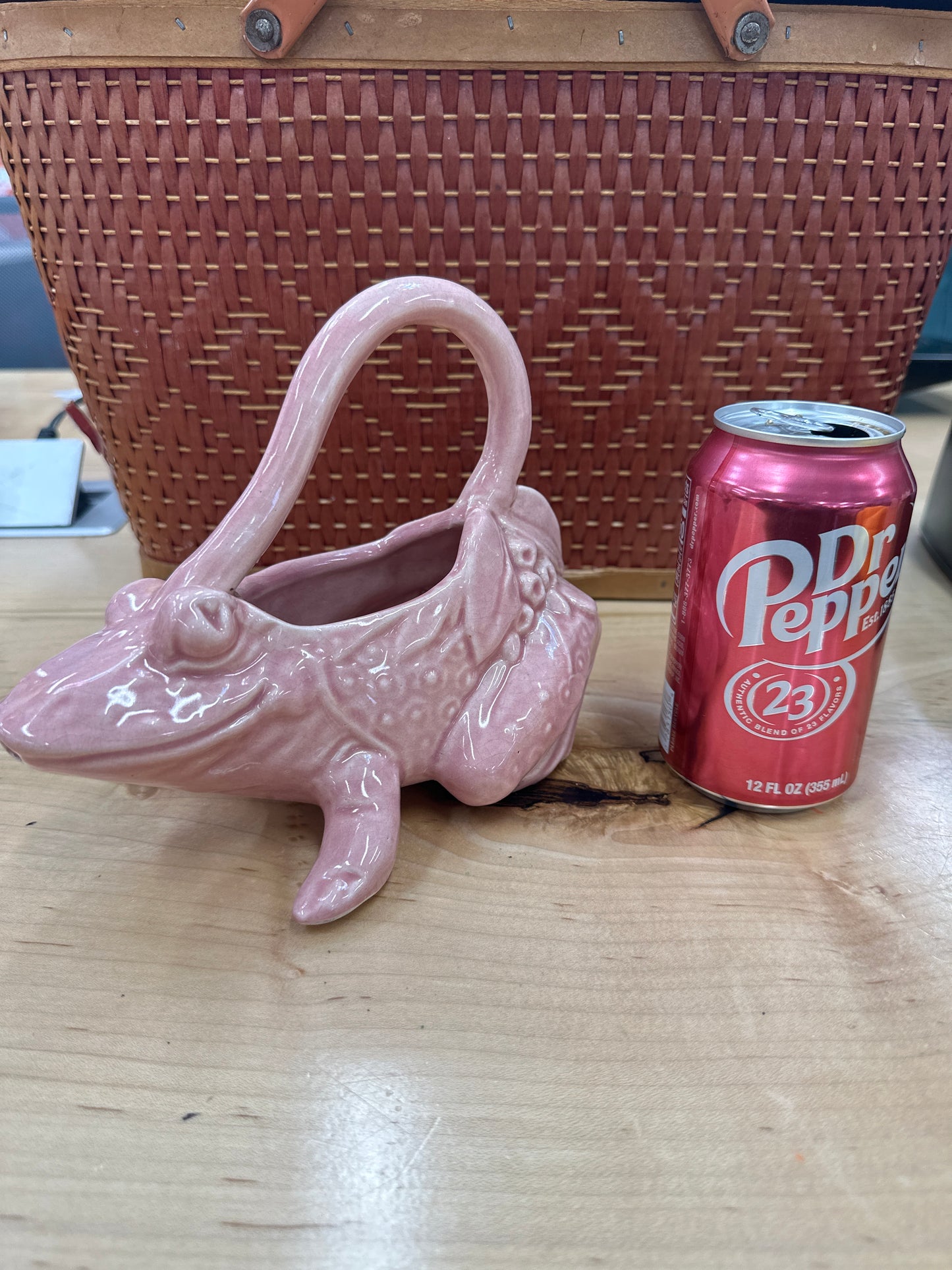 Vintage McCoy Pottery ceramic pink frog planter