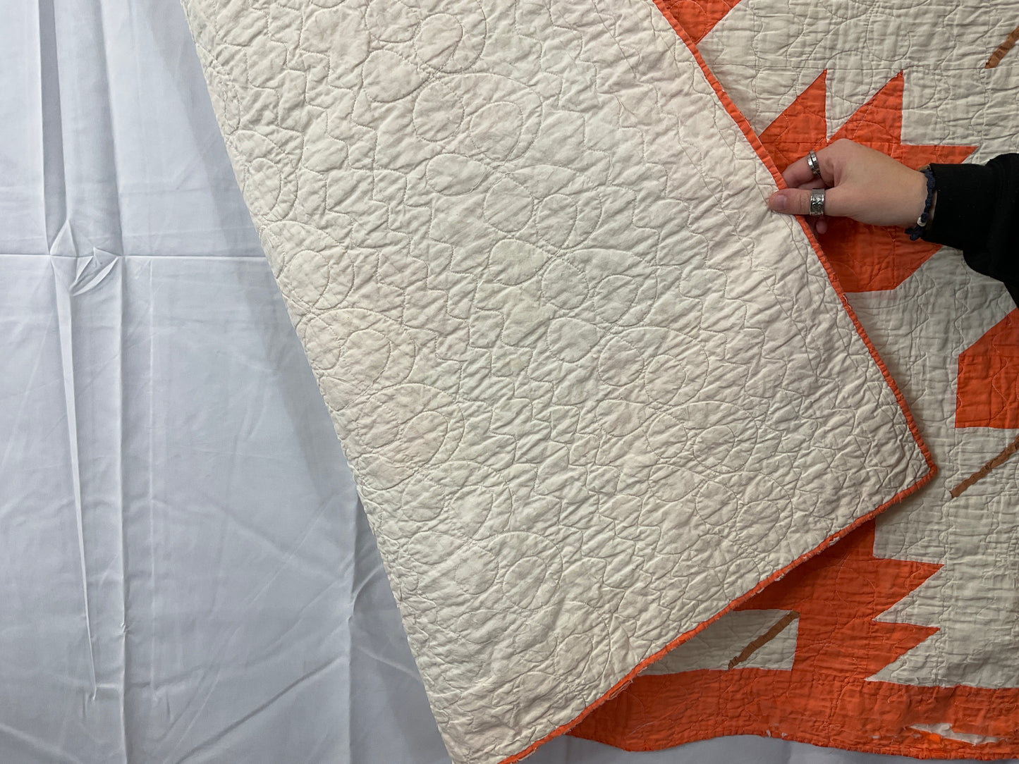 Vintage Orange Oak Leaf Quilt