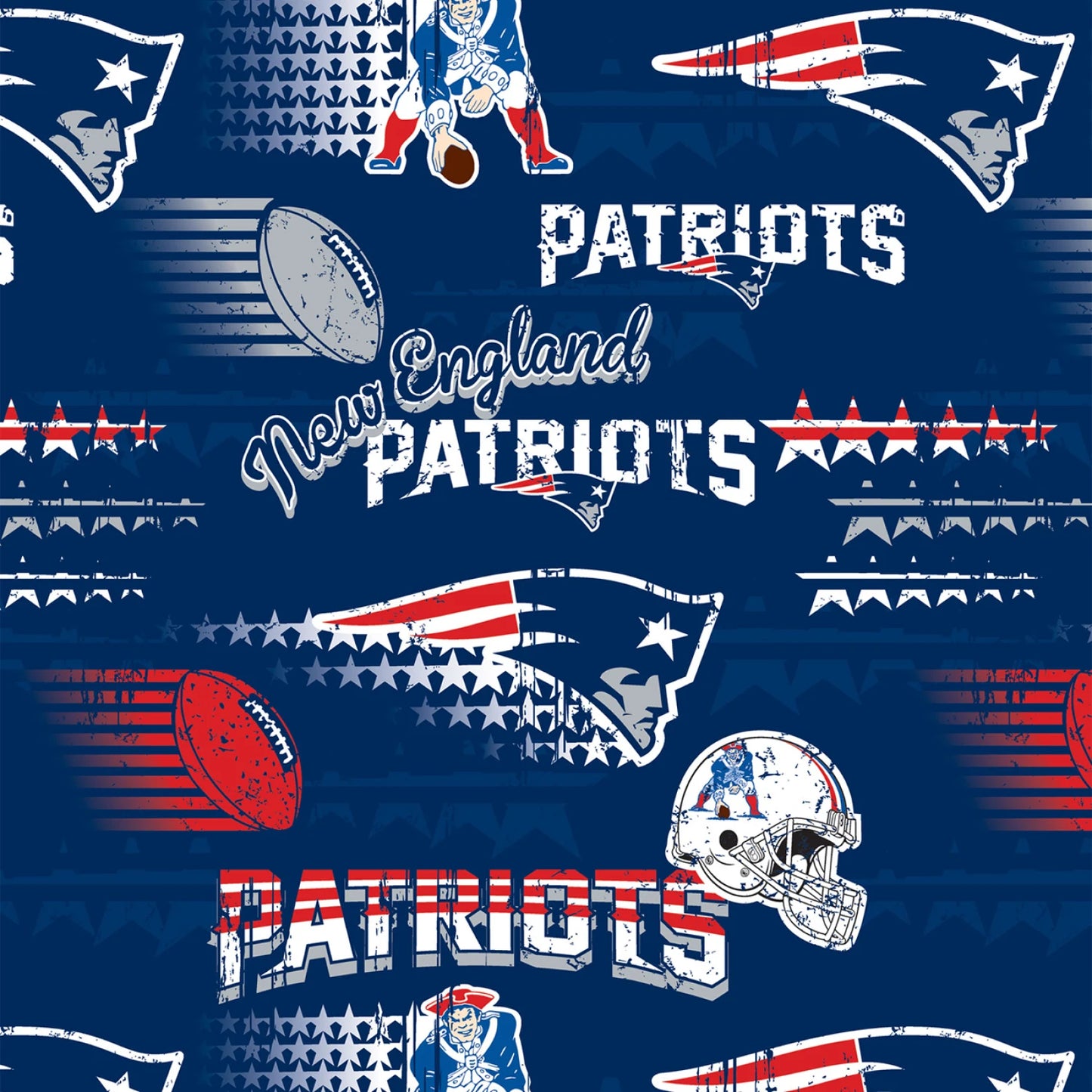 NFL Football New England Patriots Cotton Print