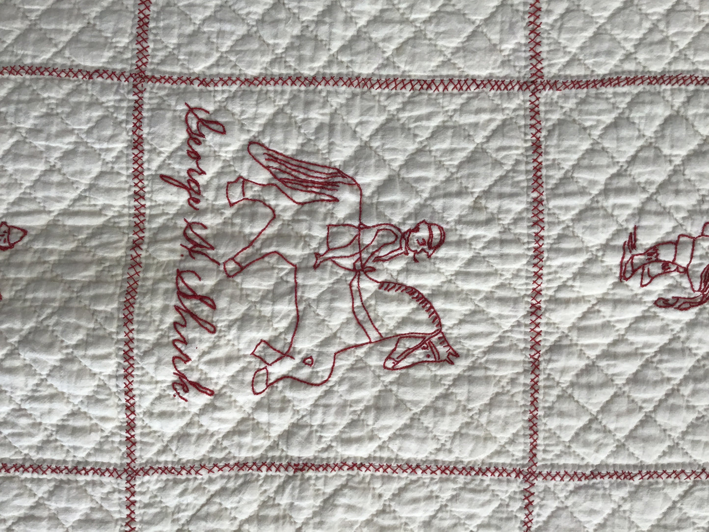 Antique Redwork Embroidery Quilt