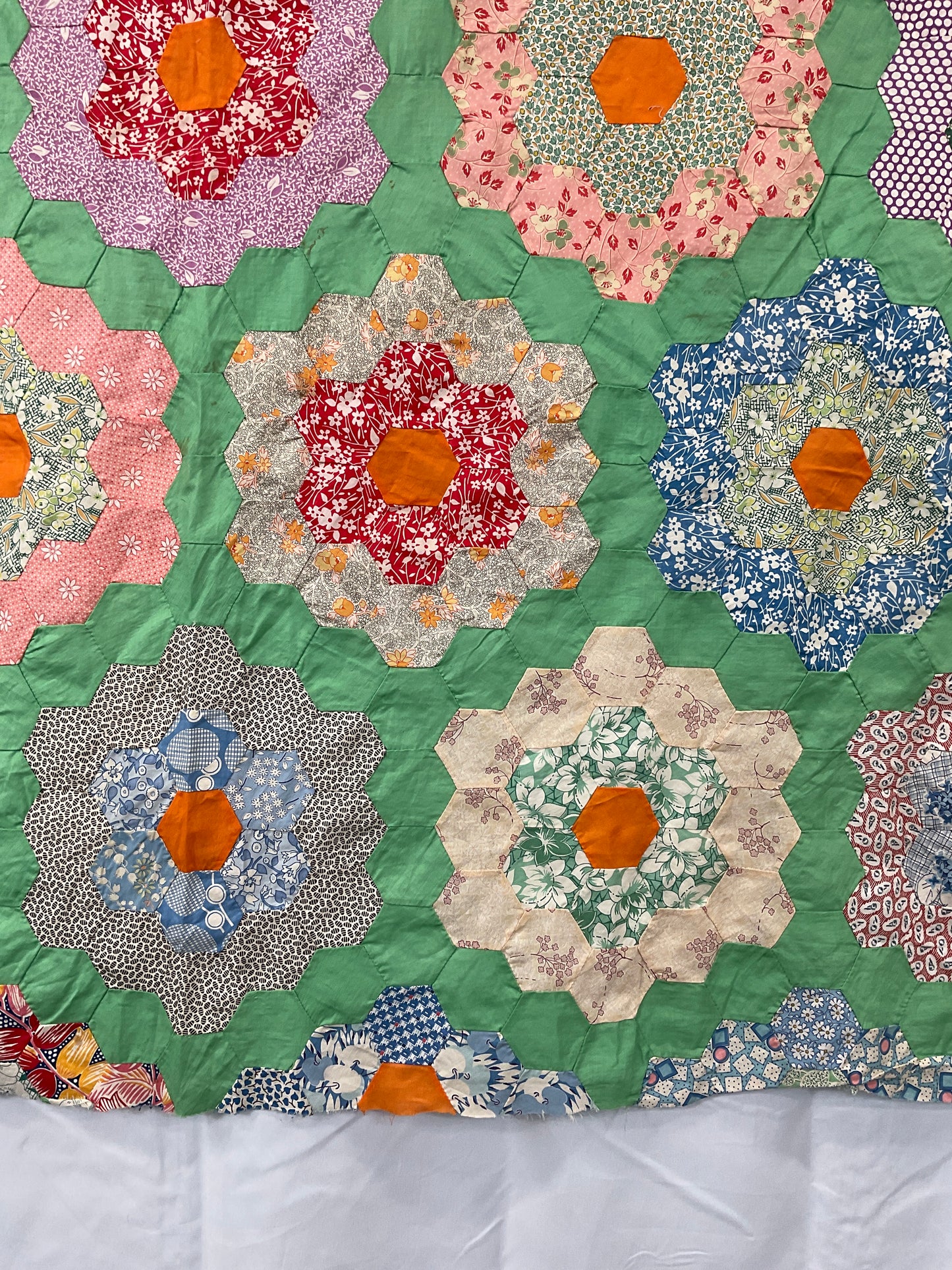 Grandmother’s Flower Garden Quilt Top