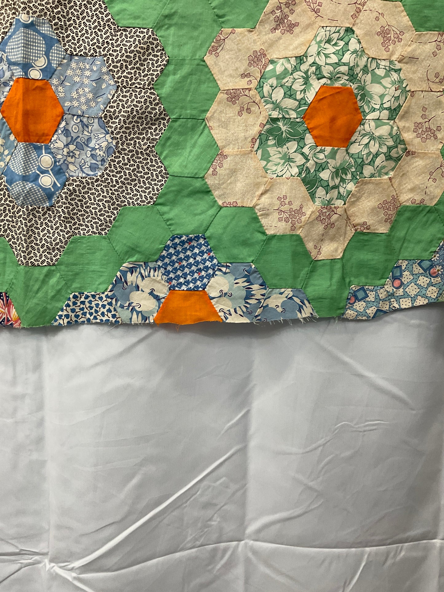Grandmother’s Flower Garden Quilt Top