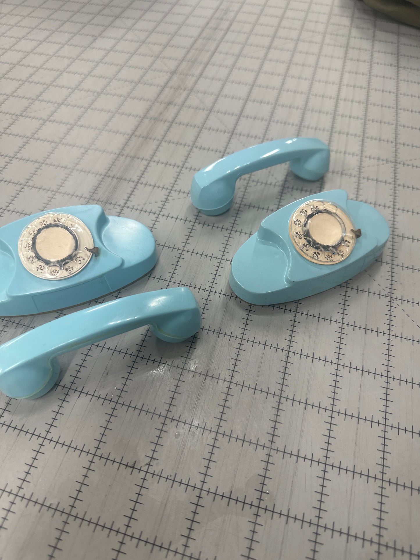 Vintage Miniature Aqua Blue Princess Rotary Telephone Advertising or Doll