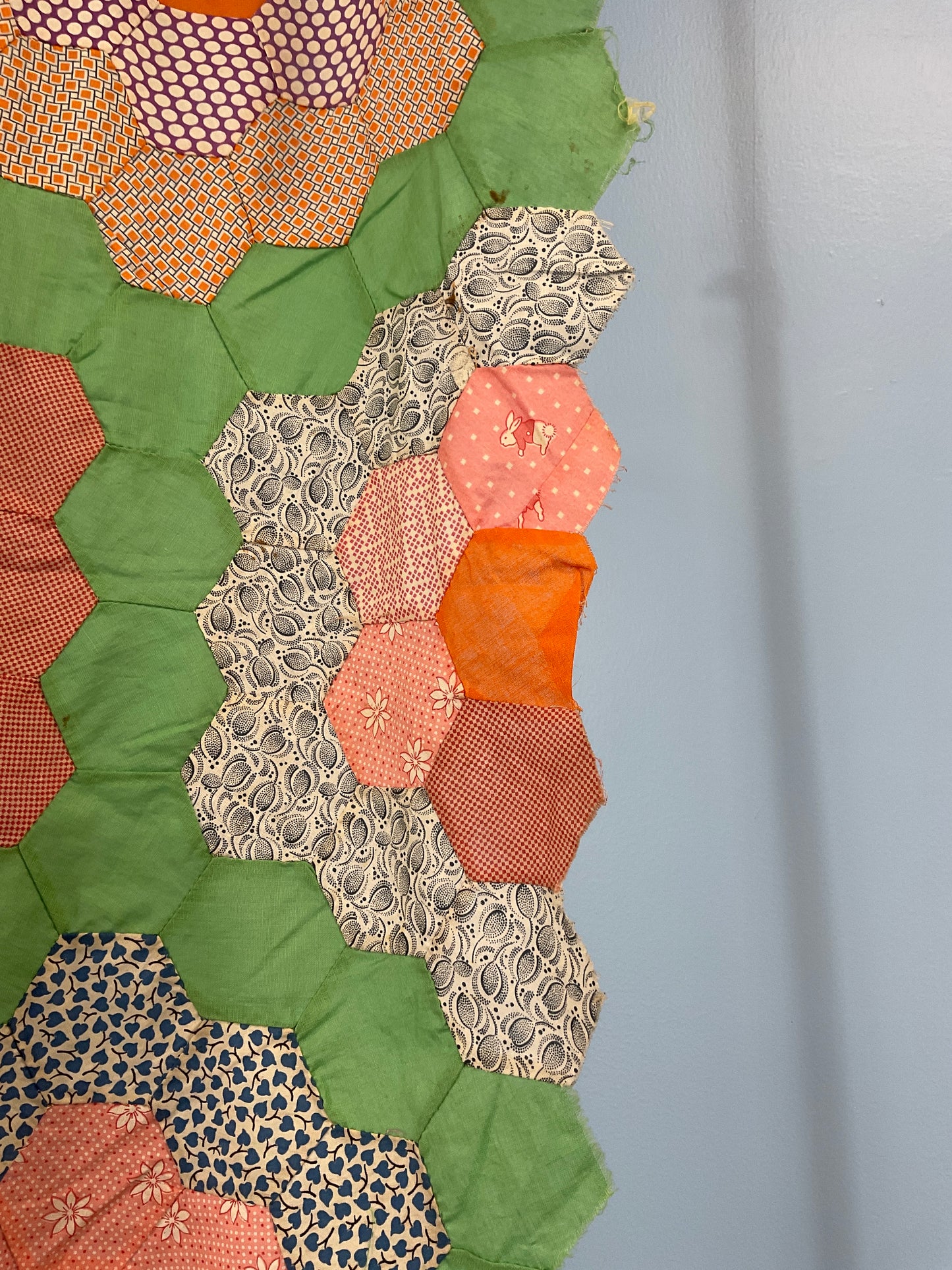 Grandmother’s Flower Garden Quilt Top