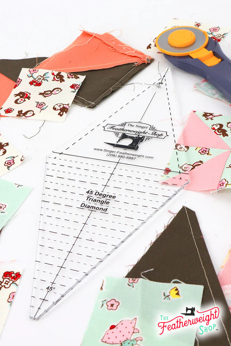 Cutting Ruler, 45 Degree Diamond / Rhombus and Triangle - Featherweight Shop Exclusive