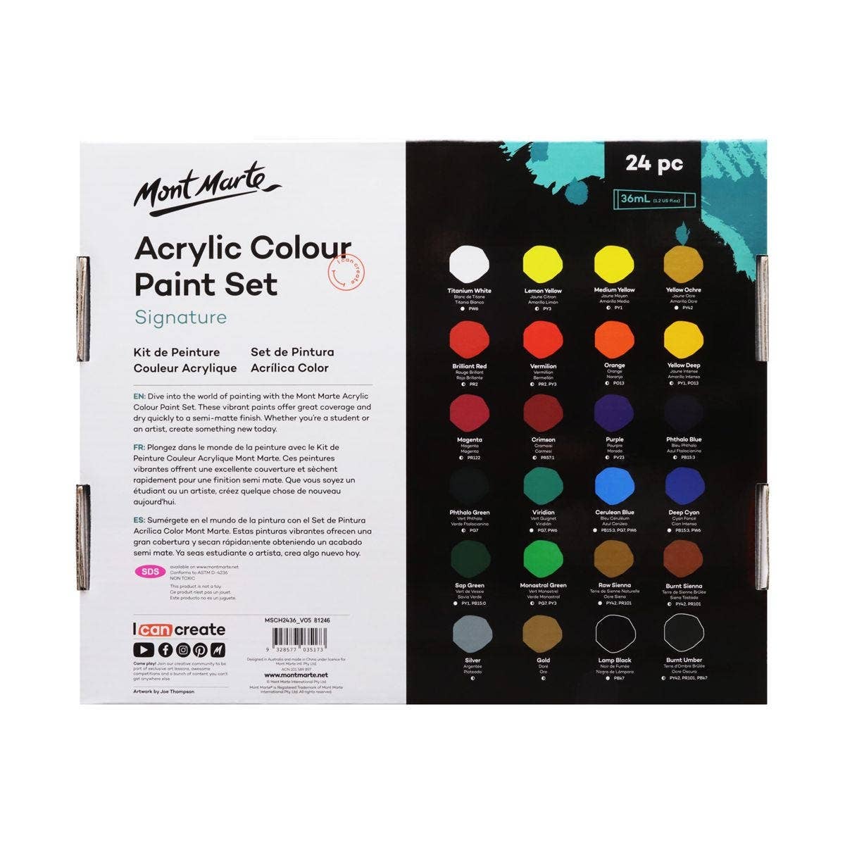 Acrylic Color Paint Set Signature 24pc x 36ml (1.2oz)