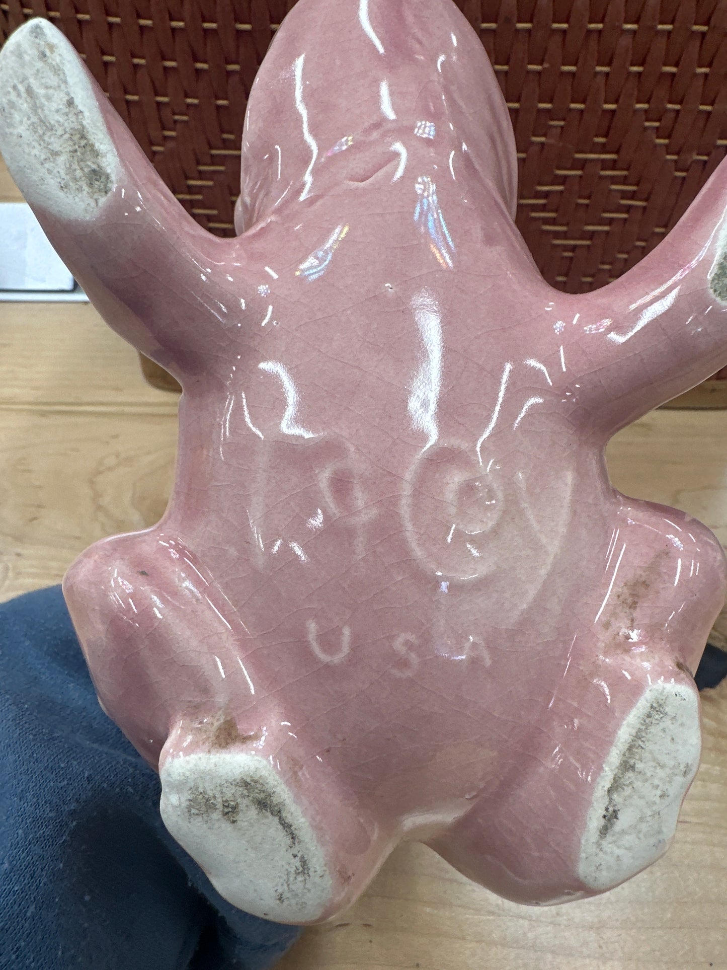 Vintage McCoy Pottery ceramic pink frog planter