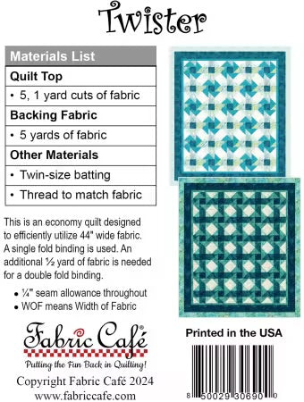 Twister: 5-yard Quilt Pattern