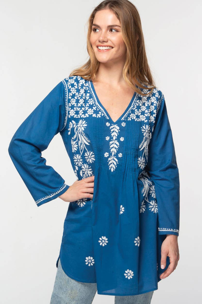 Divya Hand-Embroidered Cotton Tunic