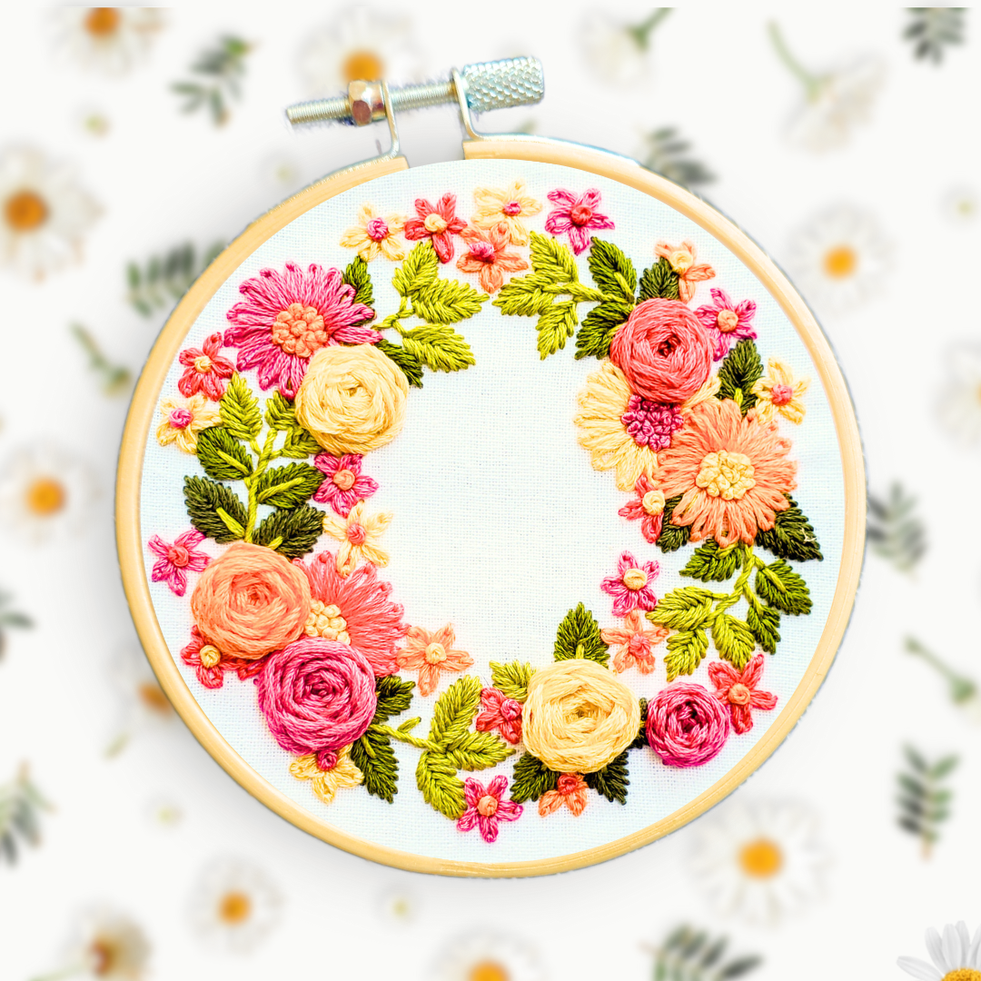 Summer Wreath DIY Step by Step Embroidery Kit