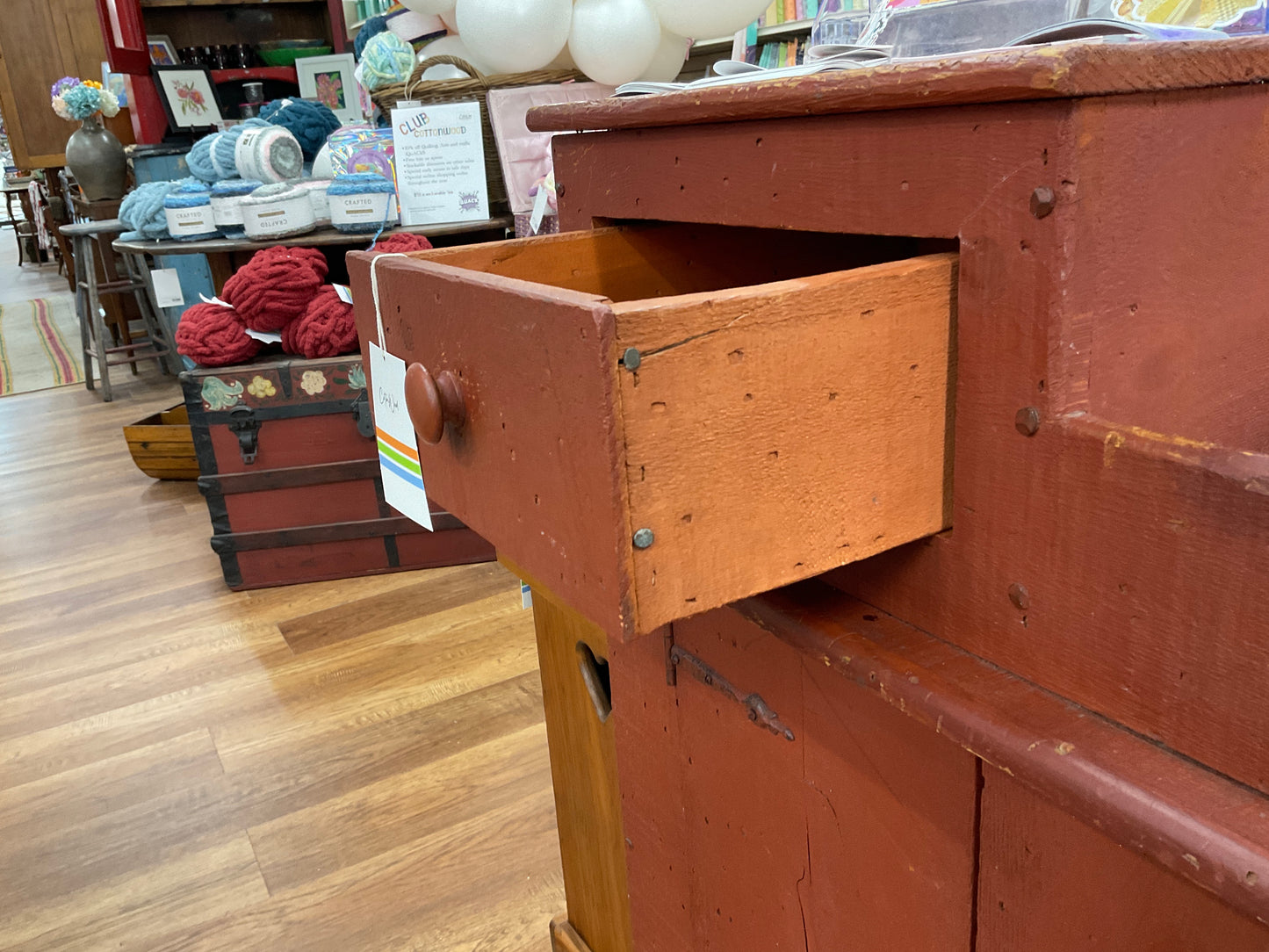 Antique Red Dry Sink