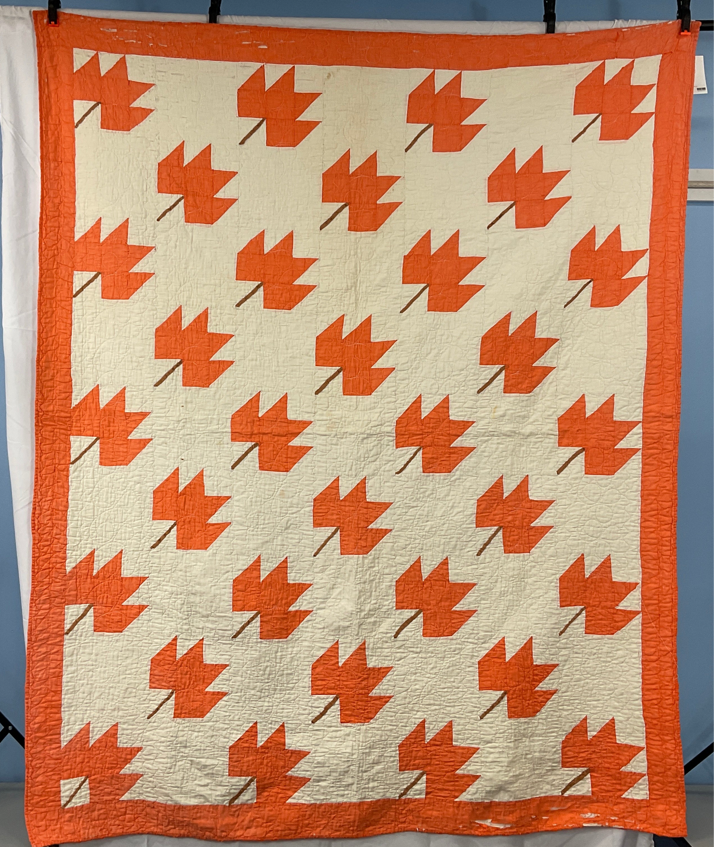 Vintage Orange Oak Leaf Quilt