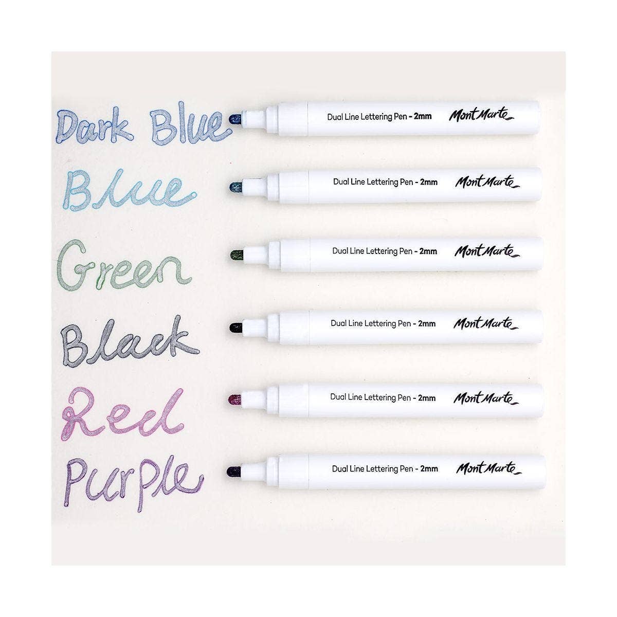 Dual Line Lettering Pens Signature 2mm (0.08in) Tip 6pc