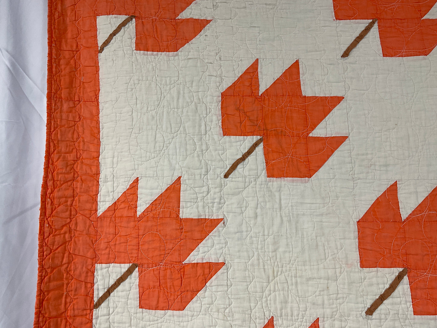 Vintage Orange Oak Leaf Quilt