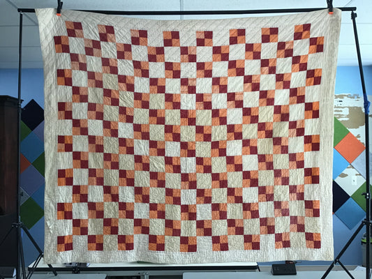 Antique 4 block hand quilted quilt