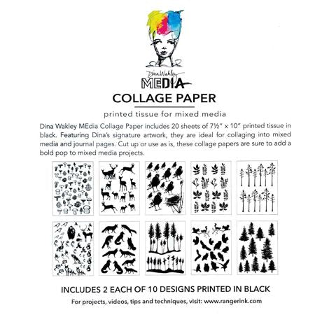 Dina Wakley MEdia Collage Tissue Paper 7.5"X10" 20/PKg