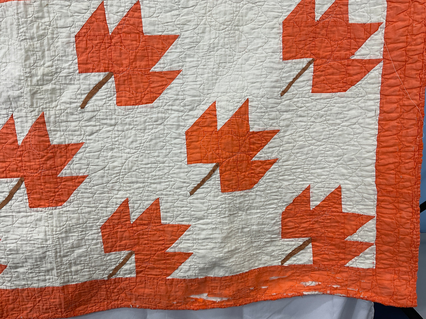 Vintage Orange Oak Leaf Quilt