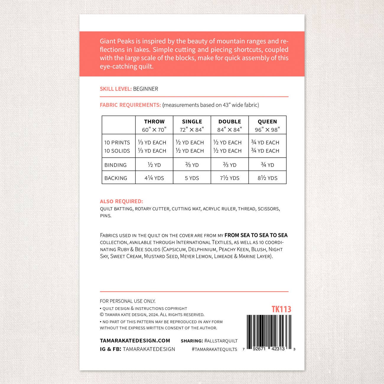 Giant Peaks Quilt Pattern