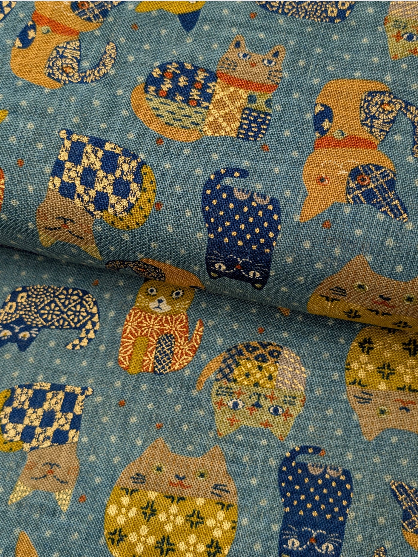 Sevenberry Patchwork Cats Rustic-Teal