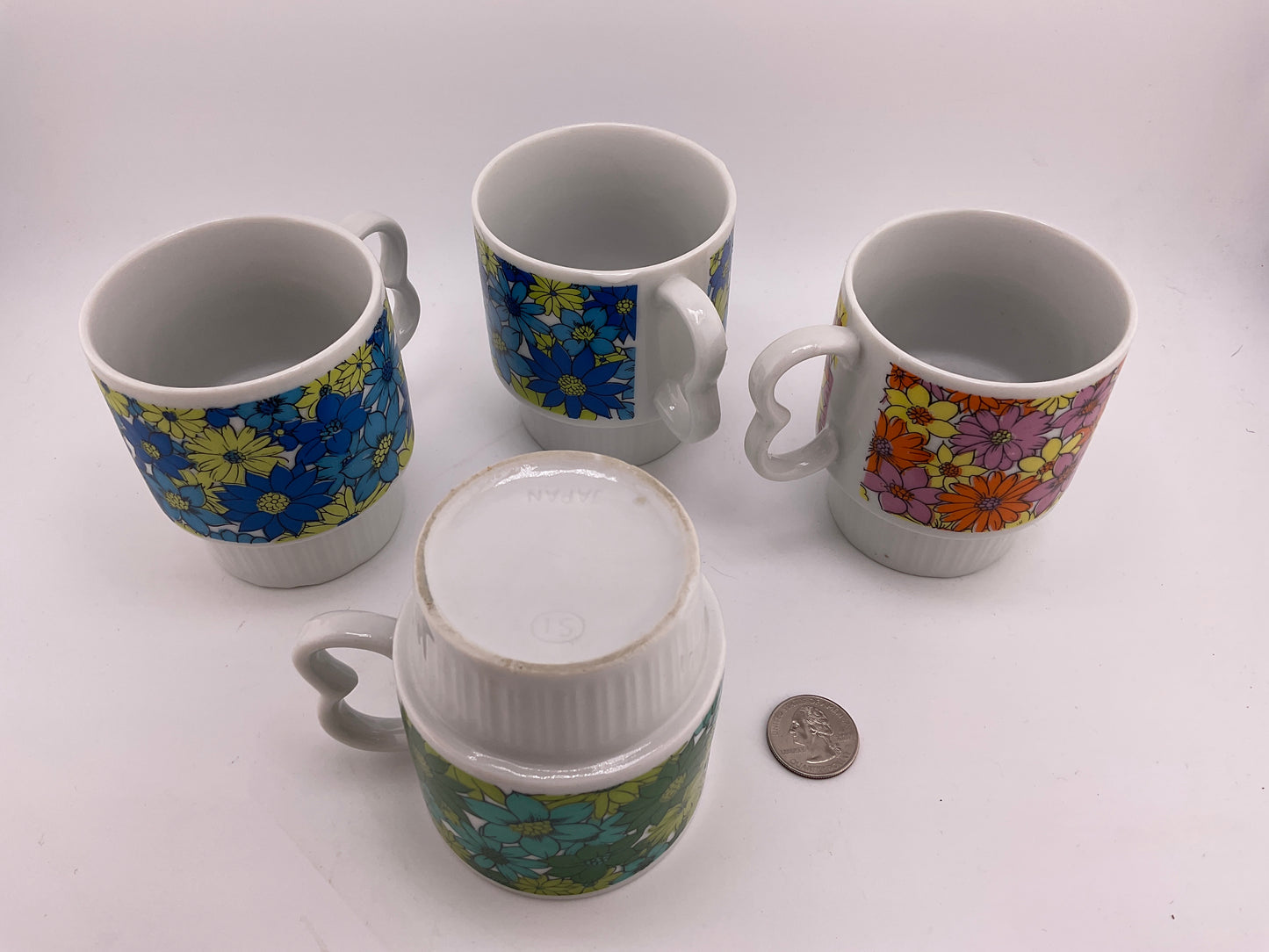Vintage (Japan) flower power mugs