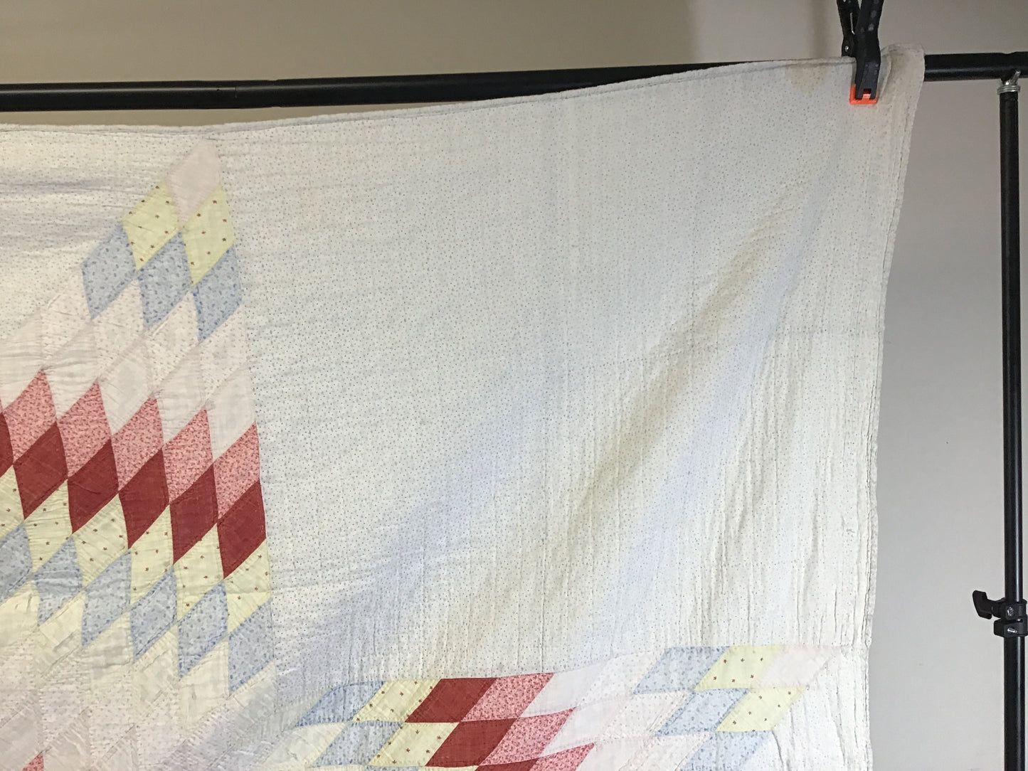 Late 1800s Hand Quilted Summer Star Quilt 78.5”x74”