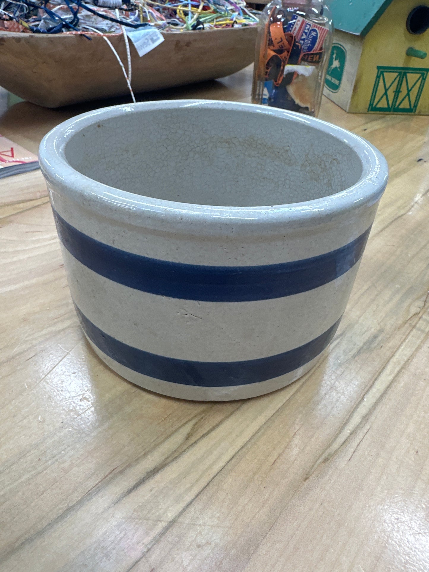 Roseville Pottery RRP Large Blue Stripe Crock