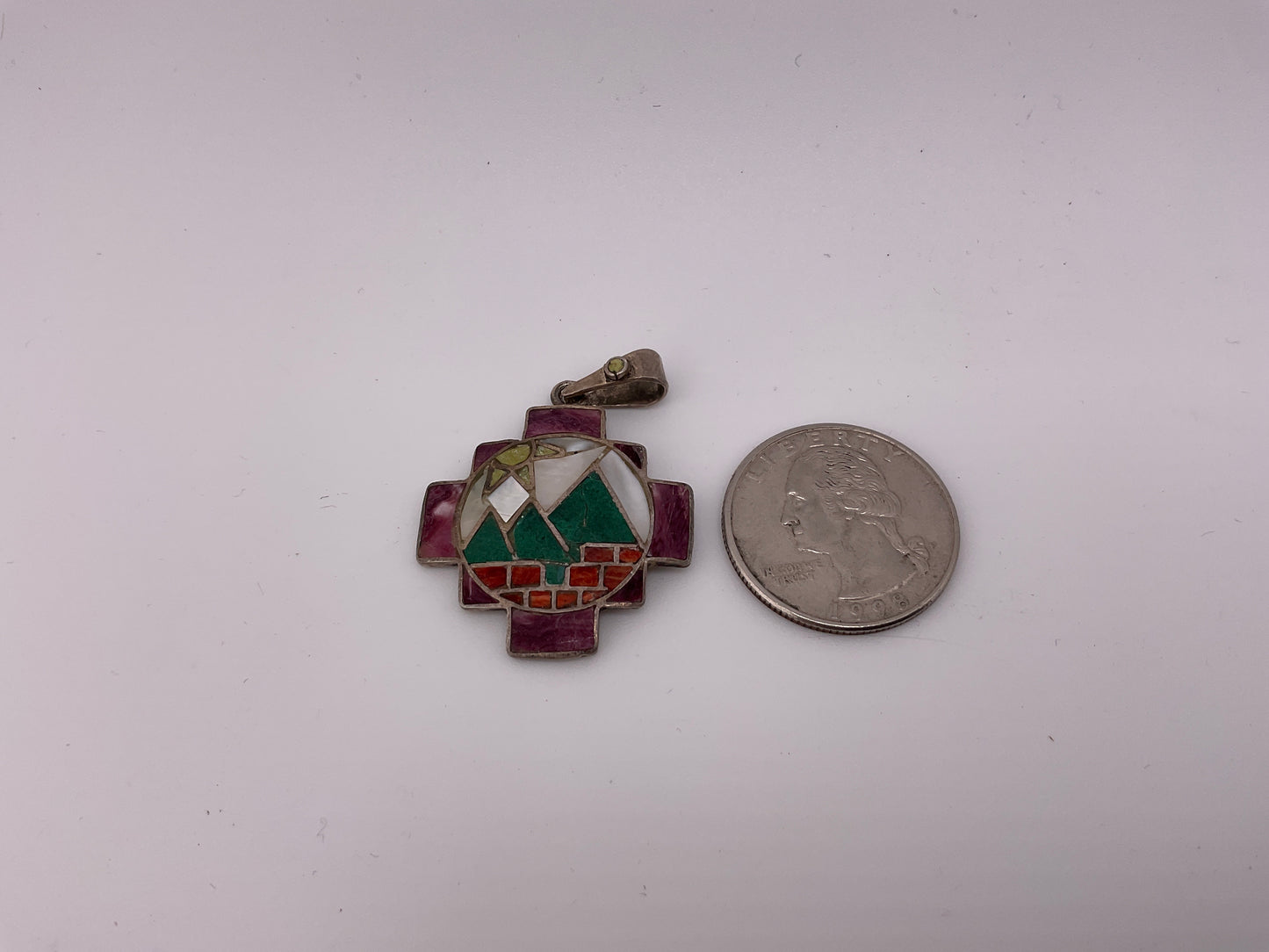 950 silver Navajo mountain cross pendant