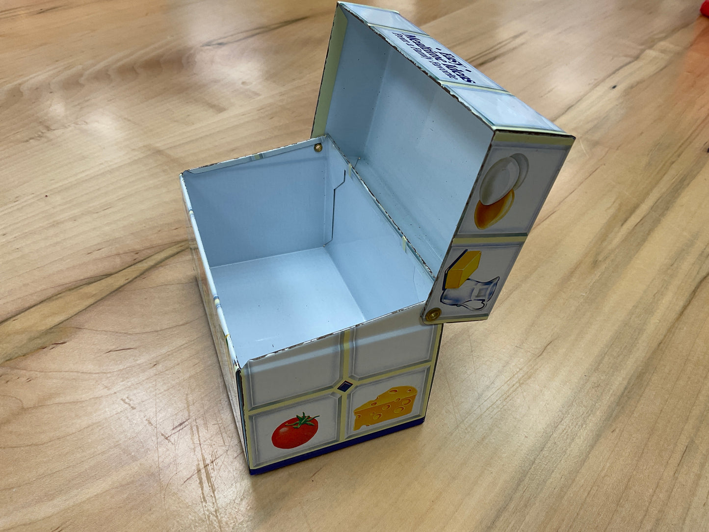 Vintage Bisquick recipe tin box