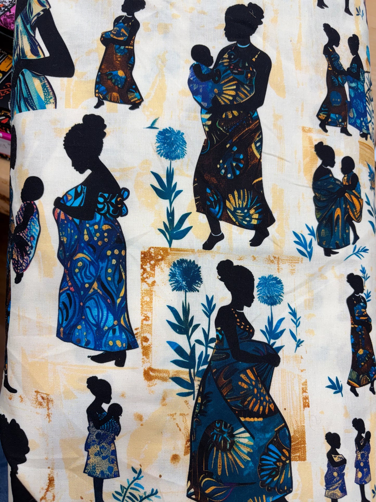 African Motherhood Silhouette Print – Cotton Fabric