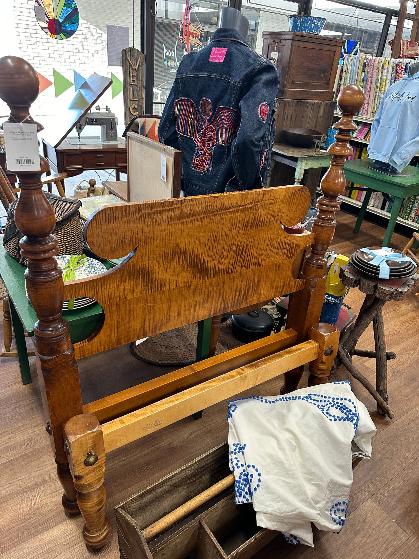 Antique Tiger Maple Bed Frame - Twin size