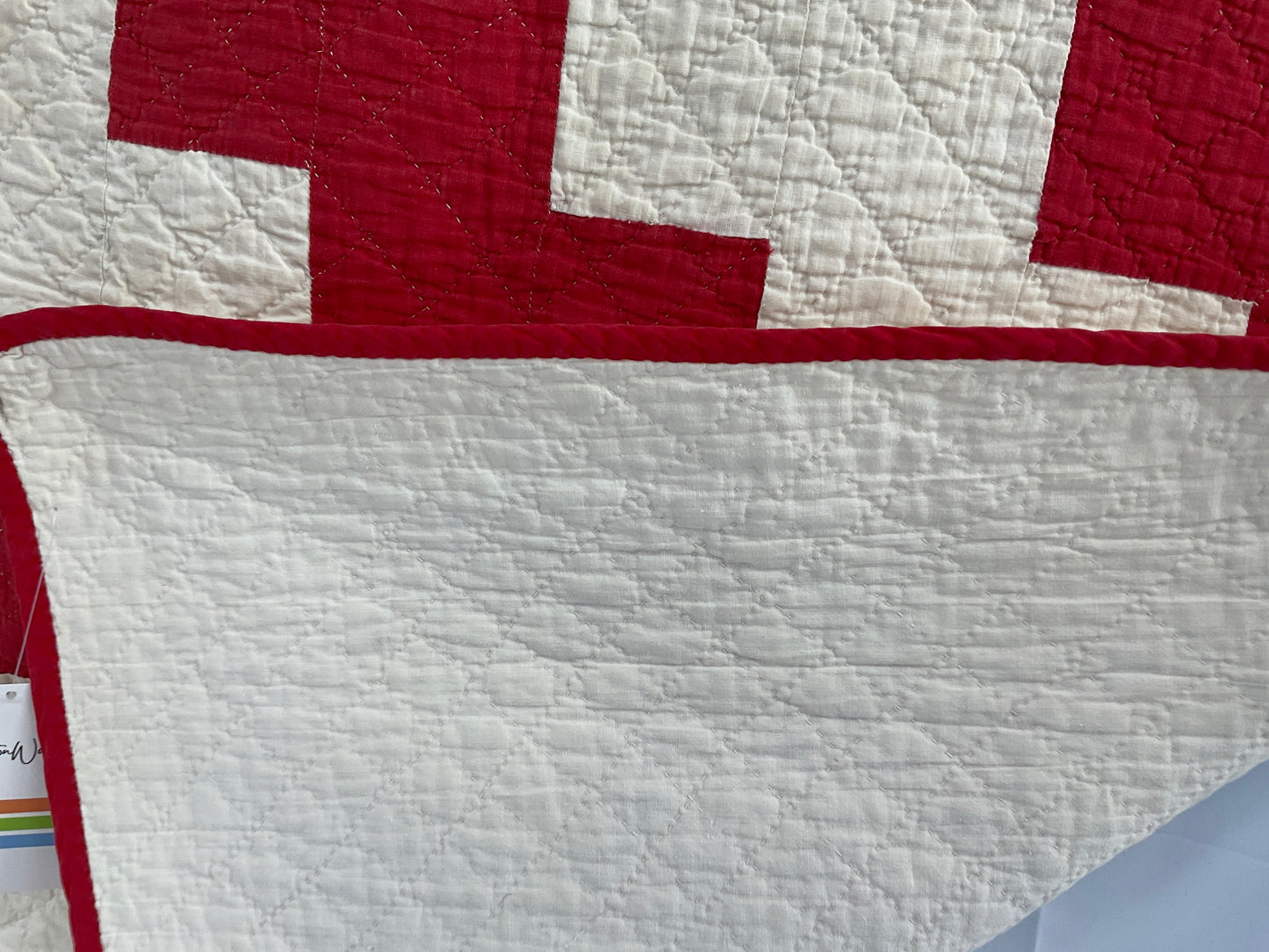 Antique Red and White Brick Quilt