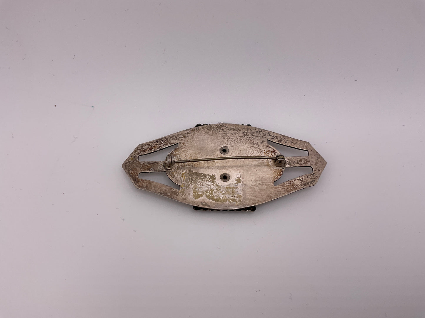 Navajo old pawn sterling silver and turquoise brooch