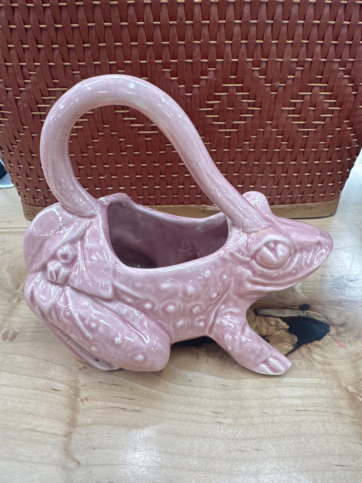 Vintage McCoy Pottery ceramic pink frog planter