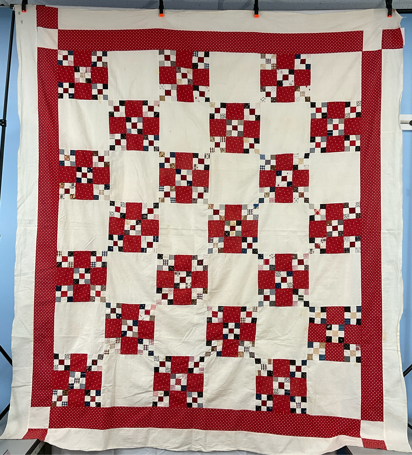 Antique Quilt Top Nine Patch Irish Chain
