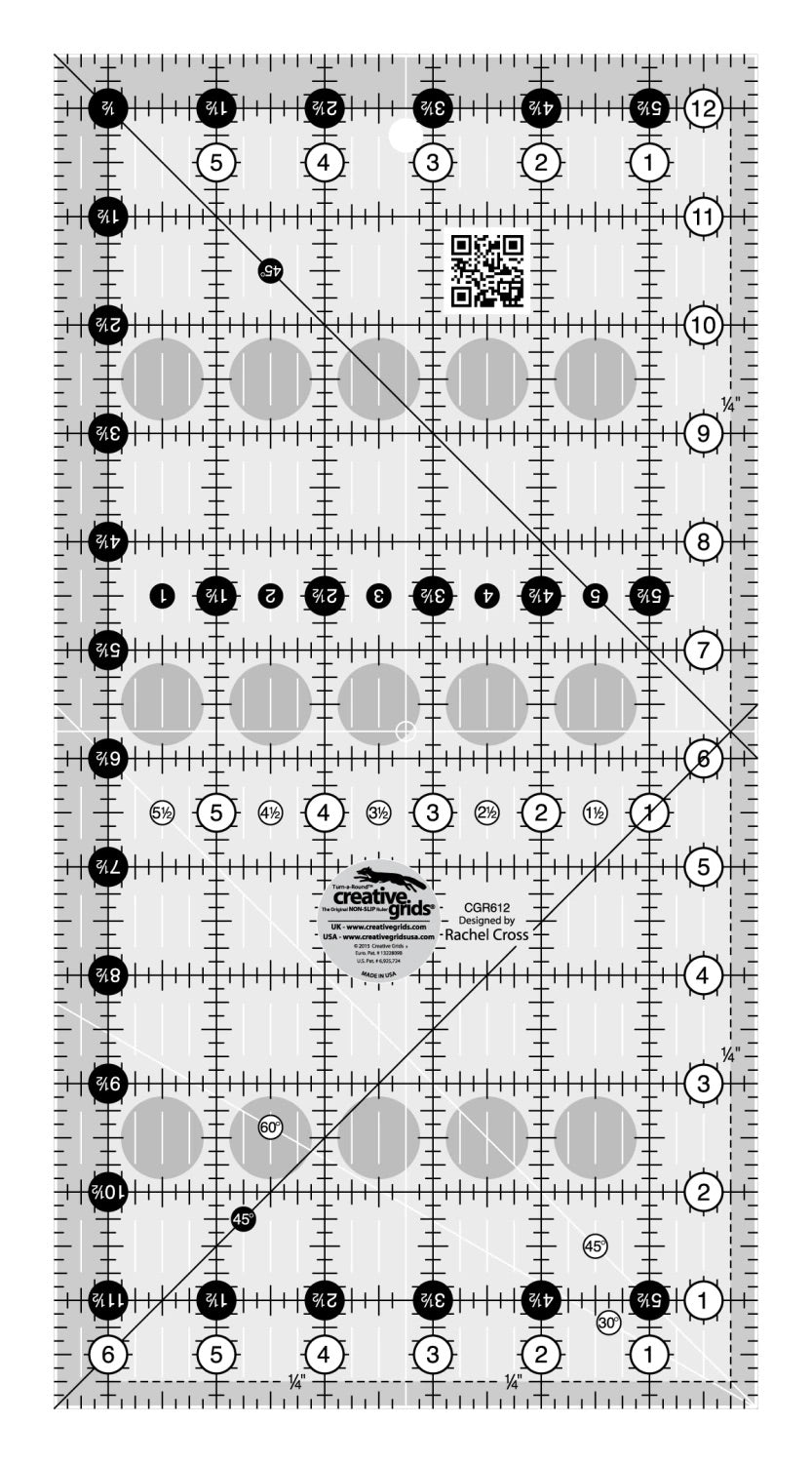Creative Grids Basic Range 6-1/2in x 12-1/2" in Rectangle Quilt Ruler