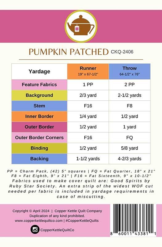 Pumpkin Patched Runner & Throw Quilt Pattern