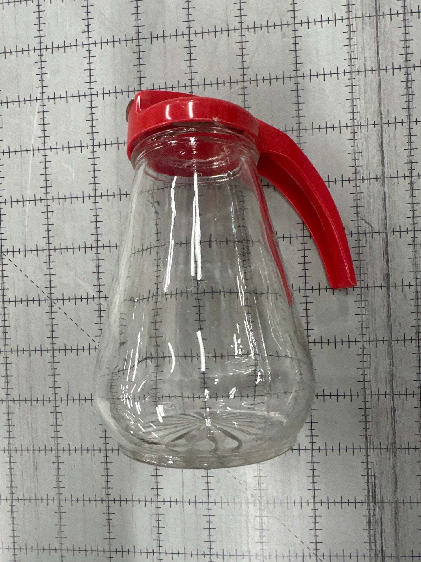 Vintage Federal 1950's Syrup Dispenser Bottle Jar Red Lid and Handle USA
