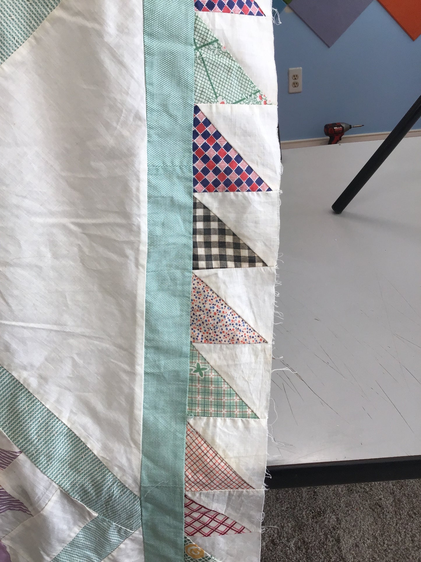 Antique tulip basket 1930s quilt top