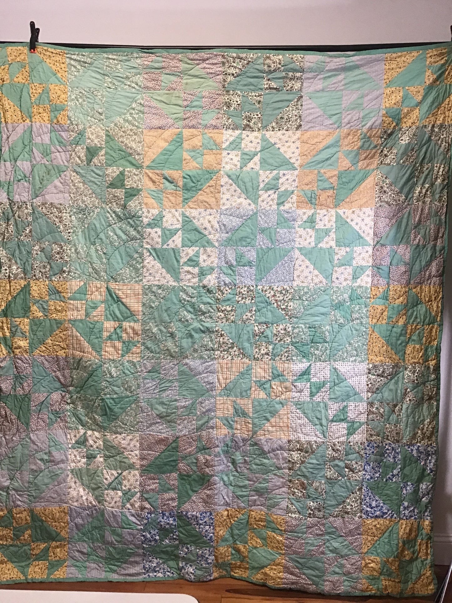 1940s 1/2 Square Triangle Quilt 76.5”x 81”
