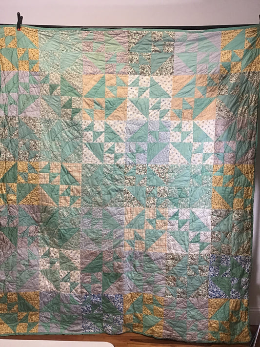 1940s 1/2 Square Triangle Quilt 76.5”x 81”