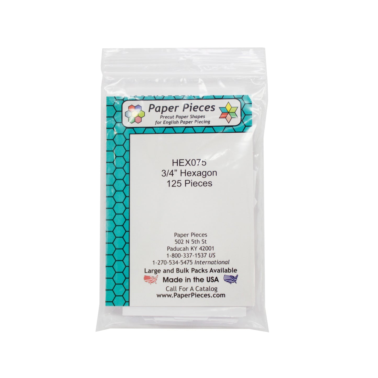 Paper Pieces 3/4" Hexagons (125 pcs)