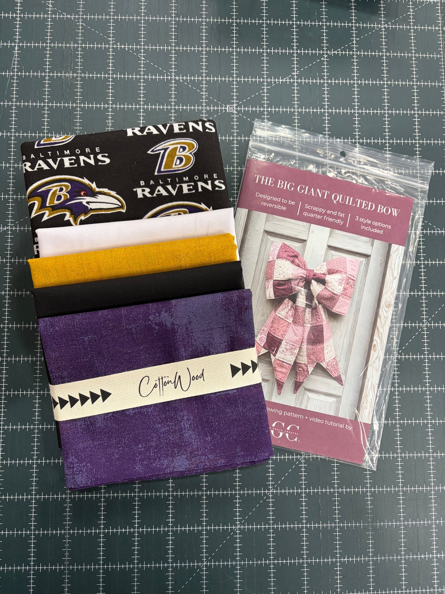 Big Giant Quilted Bow-Ravens Edition