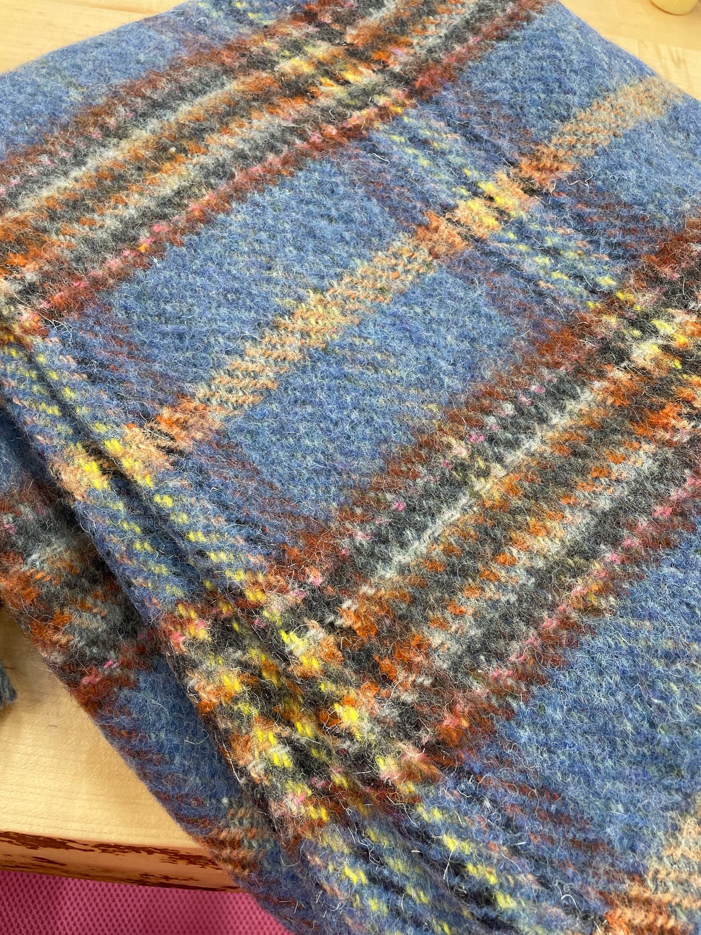 Vintage Wool Plaid Blanket