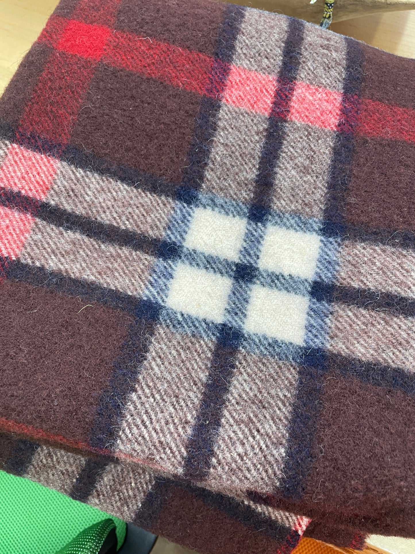 Vintage Wool Plaid Camp Blanket