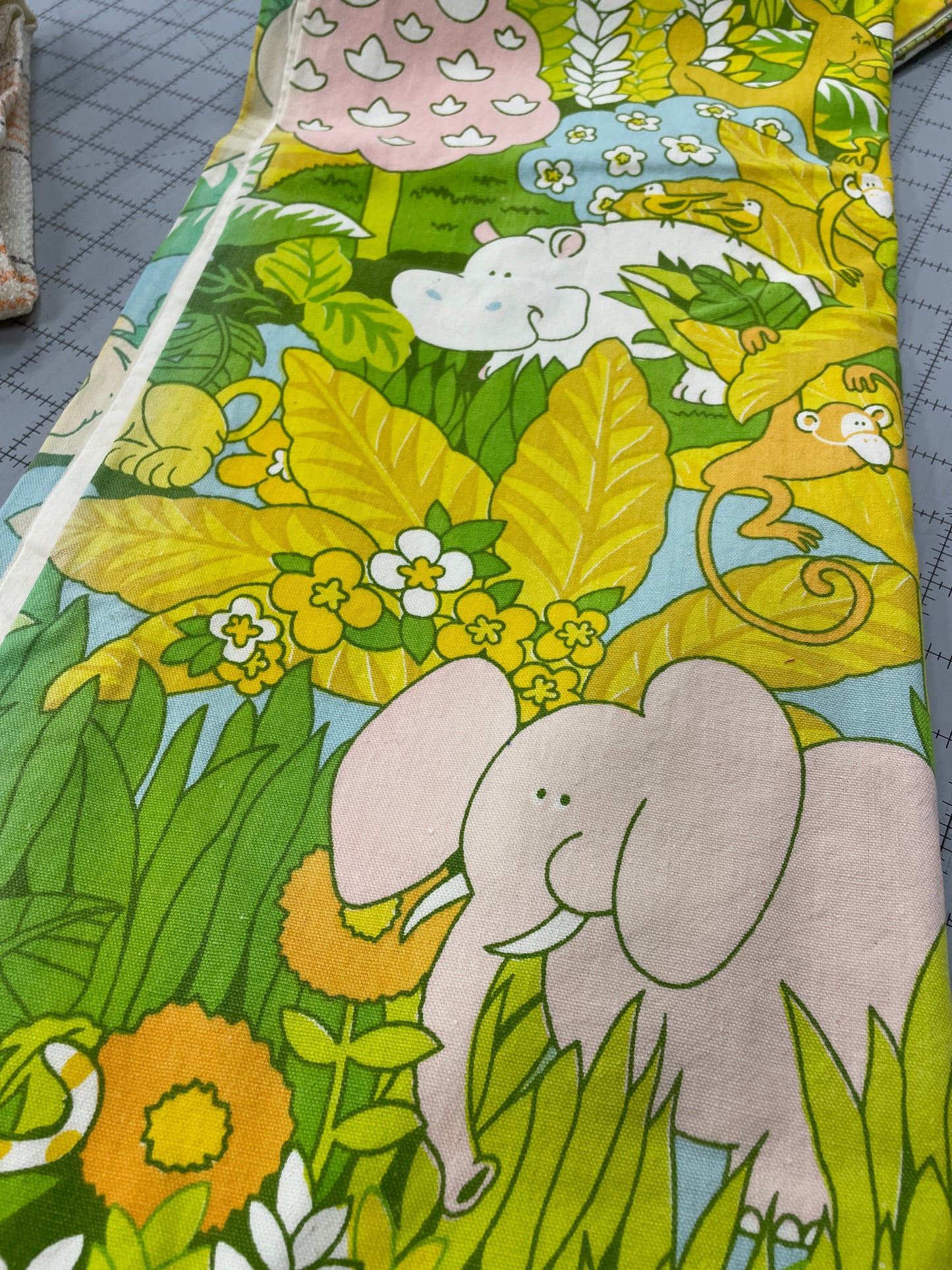 Vintage Jungle Canvas Curtain Panel 40 x 43"