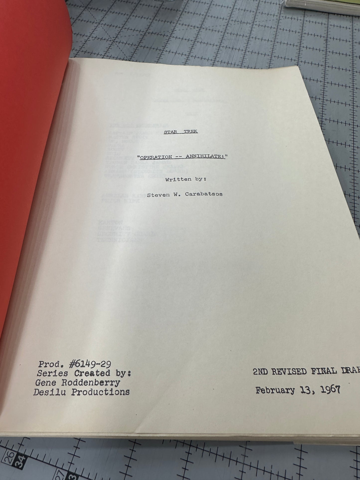 Vintage Star Trek Script (Operation - Annihilate) - TV