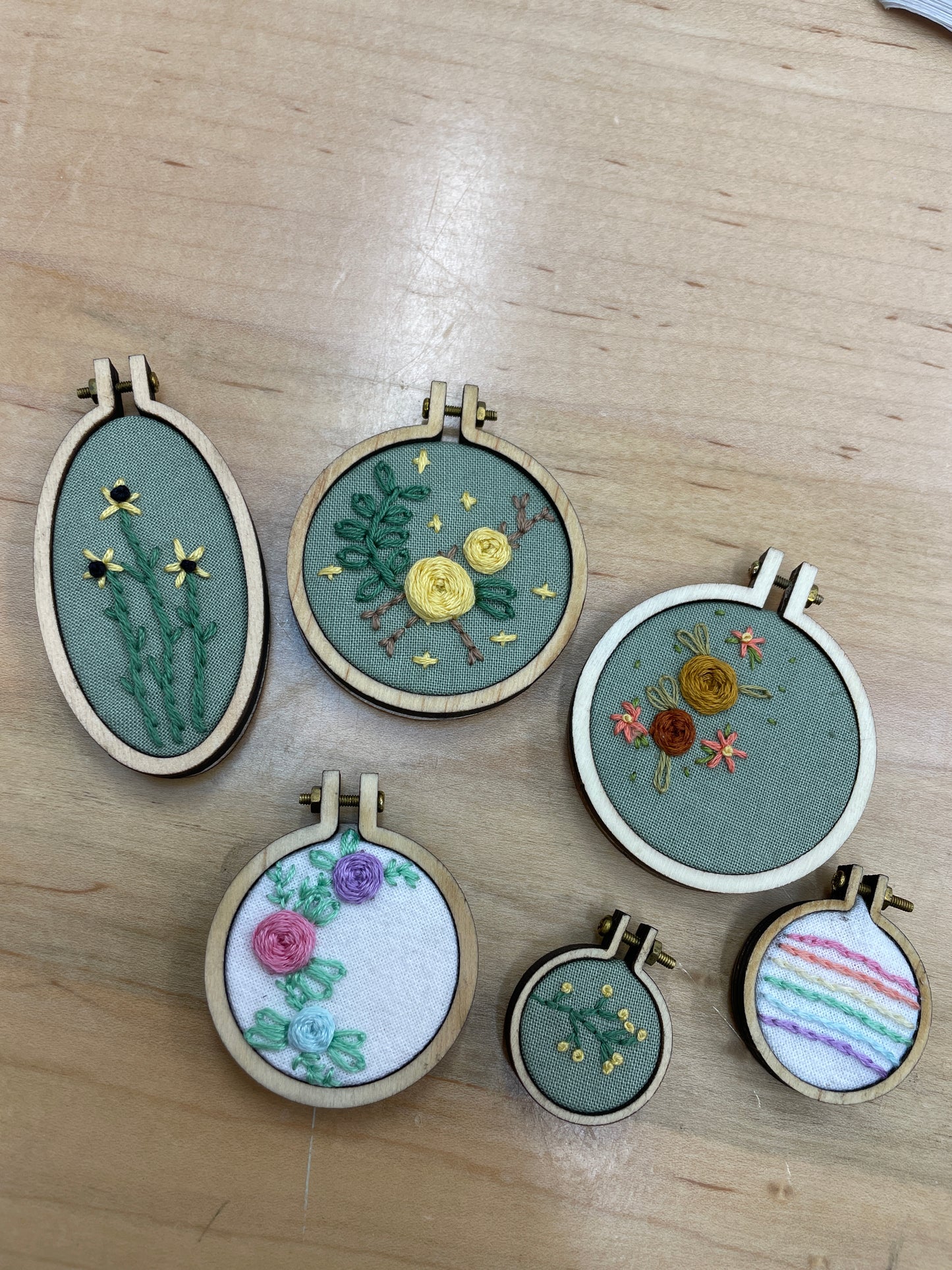 Mini Embroidery Hoop Pendants