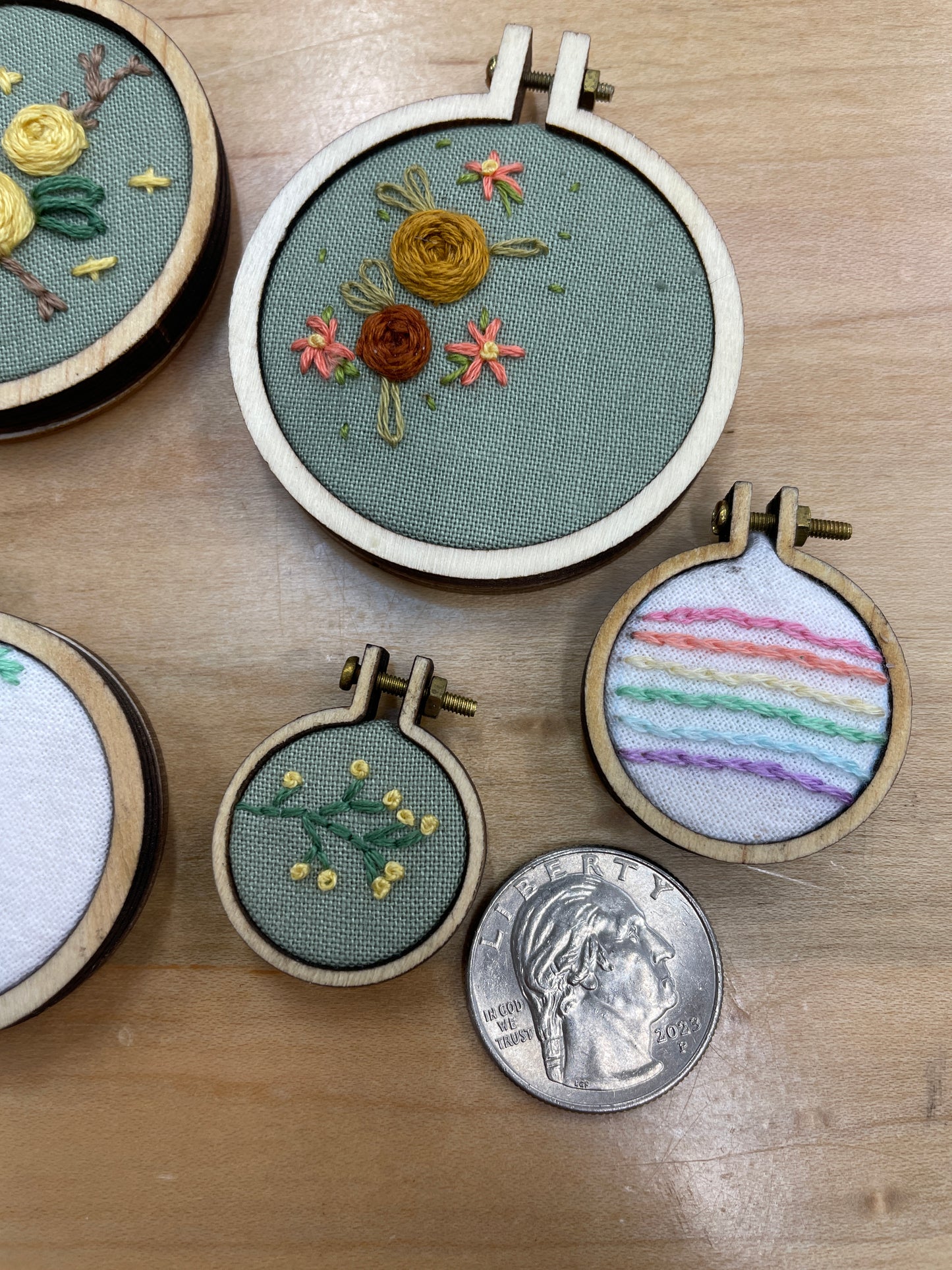 Mini Embroidery Hoop Pendants