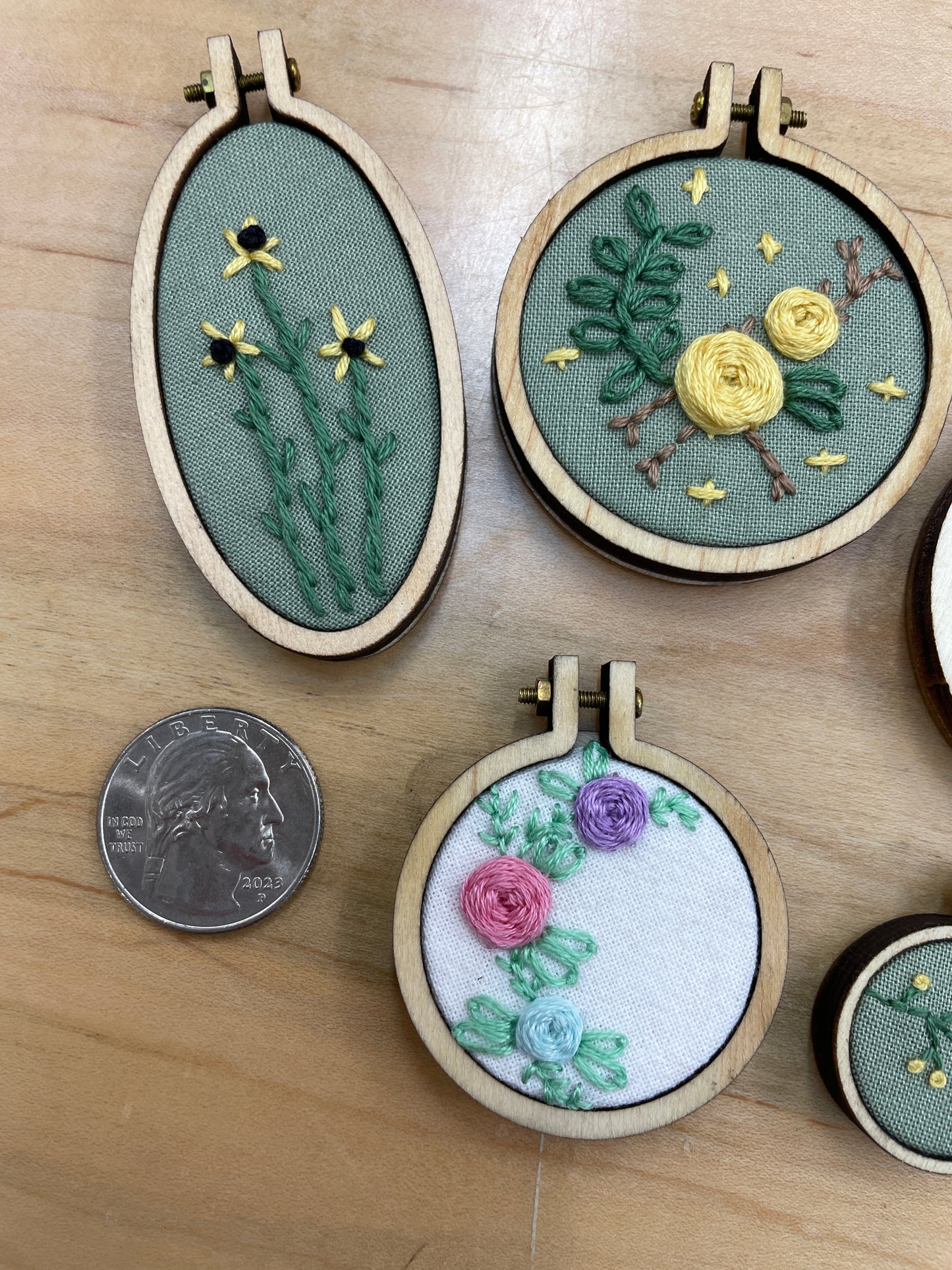 Mini Embroidery Hoop Pendants